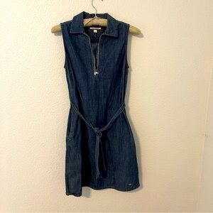Tommy Hilfiger Denim Sleeveless Dress with Zip & Pockets, Small.